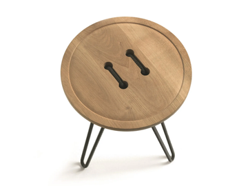 BUTTON - Round coffee table with solid wood top and iron base by Riva 1920 - view 3